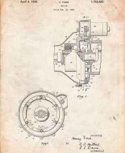 PP841-Vintage Parchment Ford Engine 1930 Patent Poster