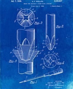 PP153- Faded Blueprint Phillips Head Screw Driver Patent Poster