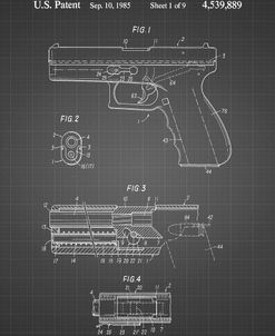 PP154- Black Grid Handgun Pistol Patent Poster