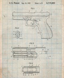 PP154- Antique Grid Parchment Handgun Pistol Patent Poster