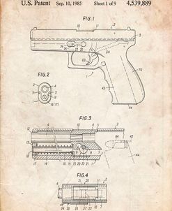 PP154- Vintage Parchment Handgun Pistol Patent Poster