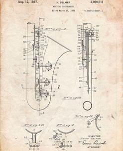 PP156- Vintage Parchment Selmer 1937 Saxophone Poster