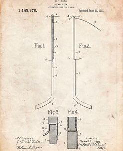 PP157- Vintage Parchment Hockey Stick 1915 Poster