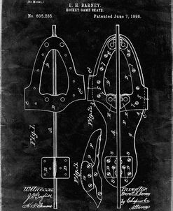 PP158- Black Grunge 1898 Hockey Skate Patent Poster