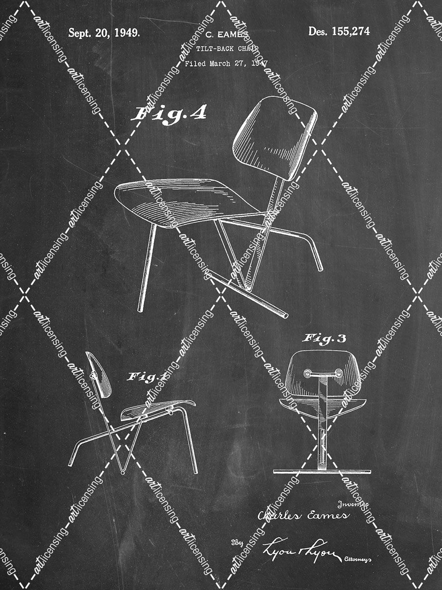 PP159- Chalkboard Eames Tilt Back Chair Patent Poster