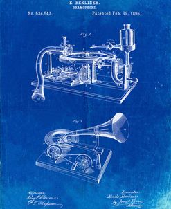 PP160- Faded Blueprint Berliner Gramophone Poster