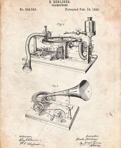 PP160- Vintage Parchment Berliner Gramophone Poster