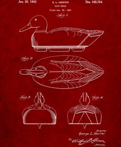 PP161- Burgundy Duck Decoy Patent Poster
