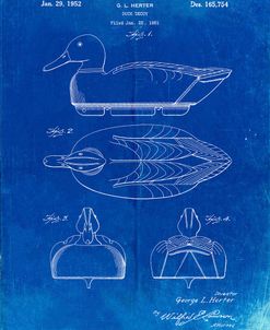 PP161- Faded Blueprint Duck Decoy Patent Poster