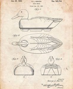 PP161- Vintage Parchment Duck Decoy Patent Poster