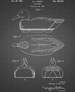 PP161- Black Grid Duck Decoy Patent Poster