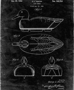 PP161- Black Grunge Duck Decoy Patent Poster