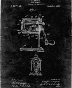 PP162- Black Grunge Pencil Sharpener Patent Poster