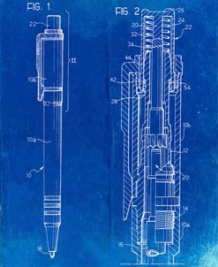 PP163- Faded Blueprint Ball Point Pen Patent Poster