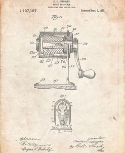 PP162- Vintage Parchment Pencil Sharpener Patent Poster