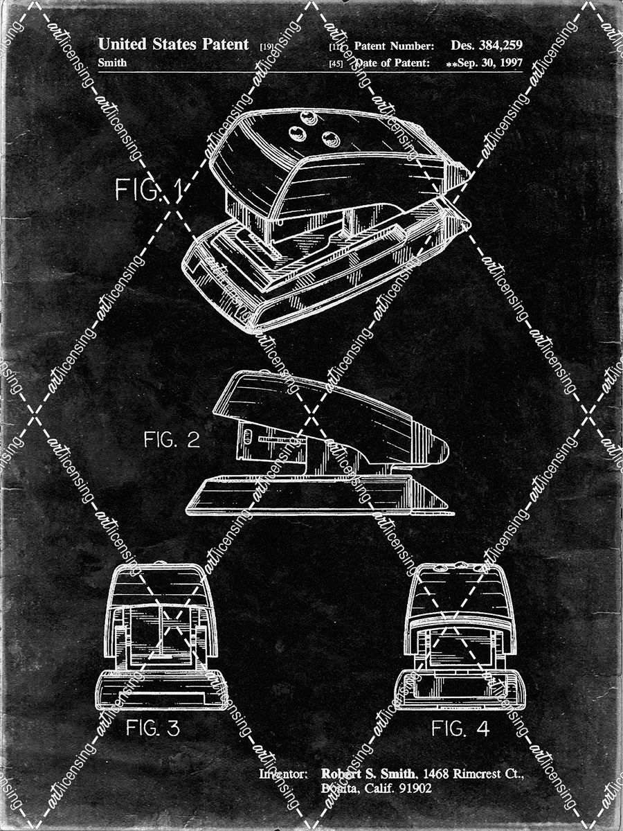 PP164- Black Grunge Mini Stapler Patent Poster