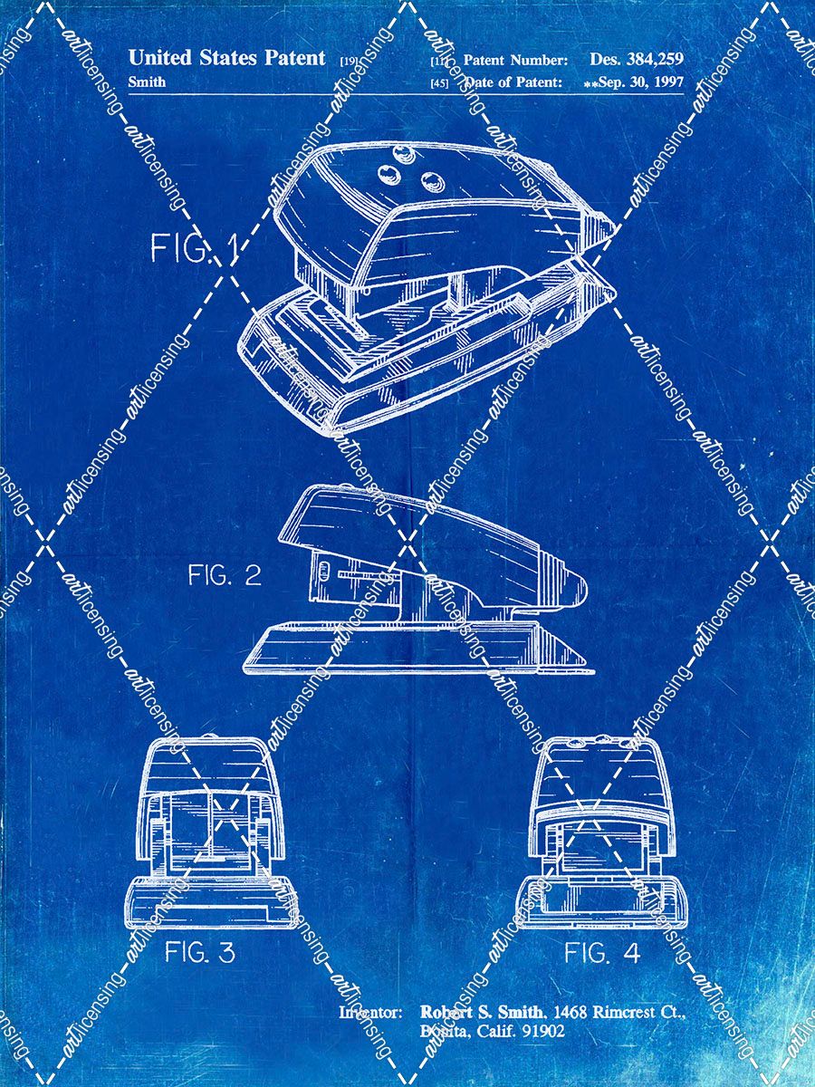 PP164- Faded Blueprint Mini Stapler Patent Poster