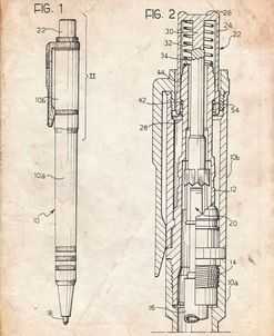 PP163- Vintage Parchment Ball Point Pen Patent Poster
