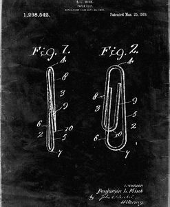 PP165- Black Grunge Paper Clip Patent Poster