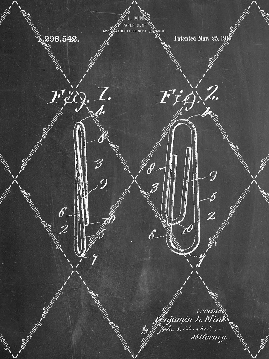 PP165- Chalkboard Paper Clip Patent Poster