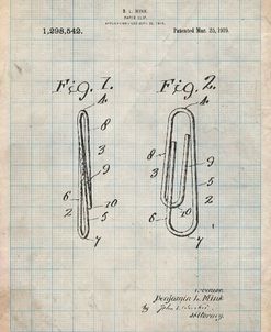PP165- Antique Grid Parchment Paper Clip Patent Poster