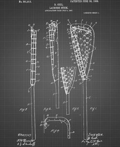 PP166- Black Grid Lacrosse Stick Patent Poster
