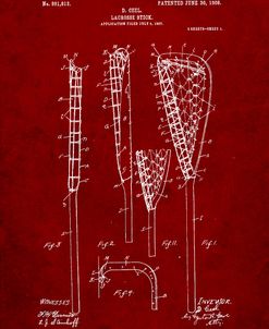 PP166- Burgundy Lacrosse Stick Patent Poster