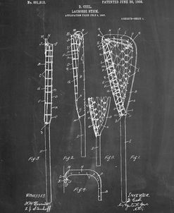 PP166- Chalkboard Lacrosse Stick Patent Poster