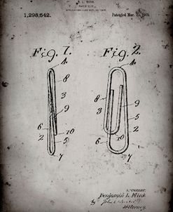 PP165- Faded Grey Paper Clip Patent Poster