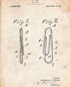 PP165- Vintage Parchment Paper Clip Patent Poster