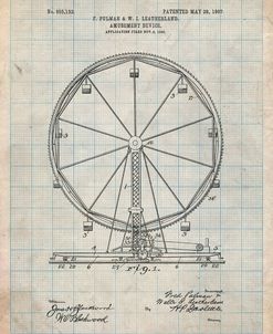PP167- Antique Grid Parchment Ferris Wheel Poster