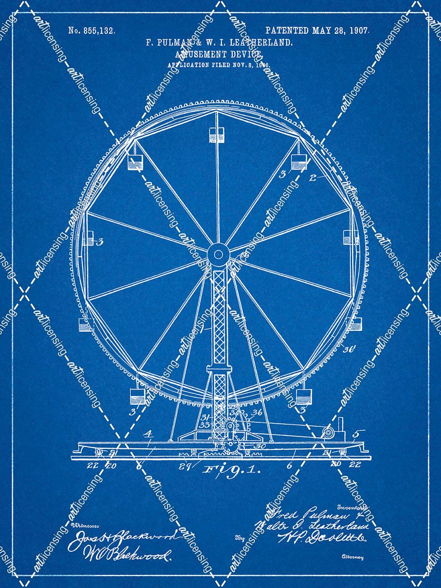 PP167- Blueprint Ferris Wheel Poster