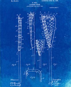 PP166- Faded Blueprint Lacrosse Stick Patent Poster
