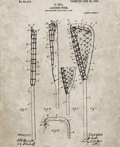 PP166- Sandstone Lacrosse Stick Patent Poster