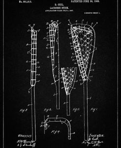 PP166- Vintage Black Lacrosse Stick Patent Poster