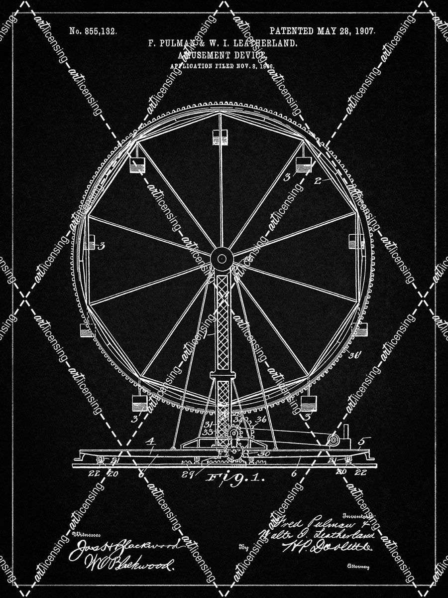 PP167- Vintage Black Ferris Wheel Poster