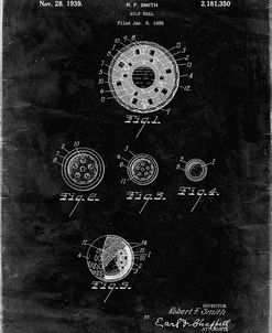 PP168- Black Grunge Golf Ball Uniformity Patent Poster