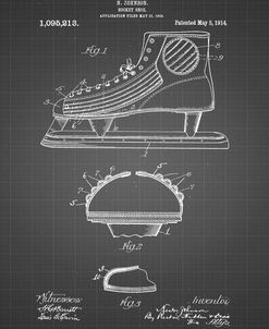 PP169- Black Grid Hockey Skate Patent Poster