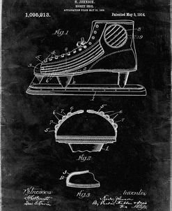 PP169- Black Grunge Hockey Skate Patent Poster