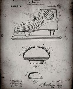 PP169- Faded Grey Hockey Skate Patent Poster