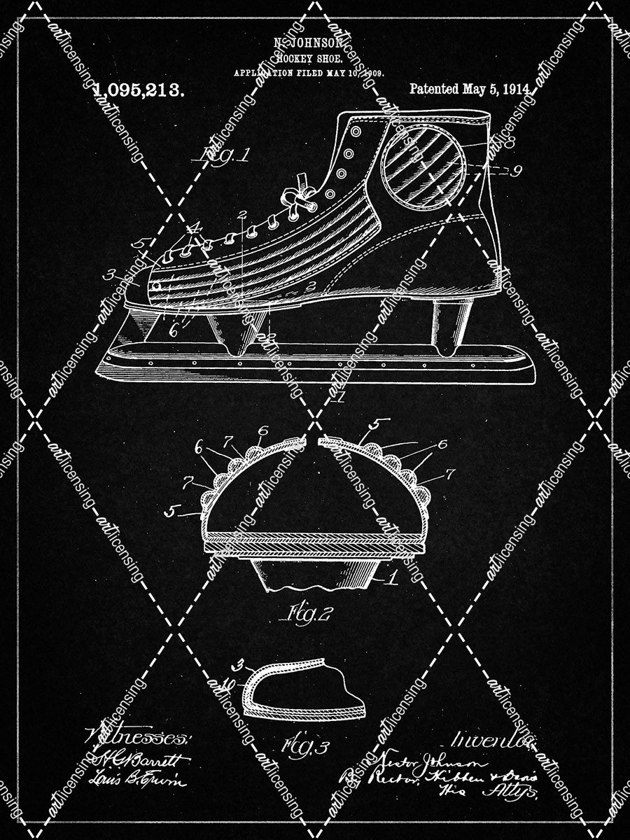 PP169- Vintage Black Hockey Skate Patent Poster