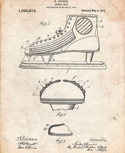 PP169- Vintage Parchment Hockey Skate Patent Poster