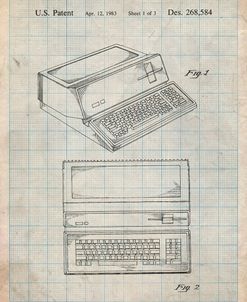 PP171- Antique Grid Parchment Apple III Computer Patent Poster