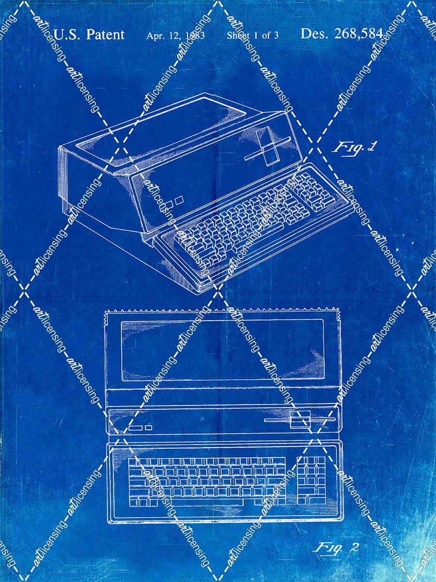 PP171- Faded Blueprint Apple III Computer Patent Poster