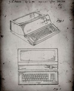 PP171- Faded Grey Apple III Computer Patent Poster