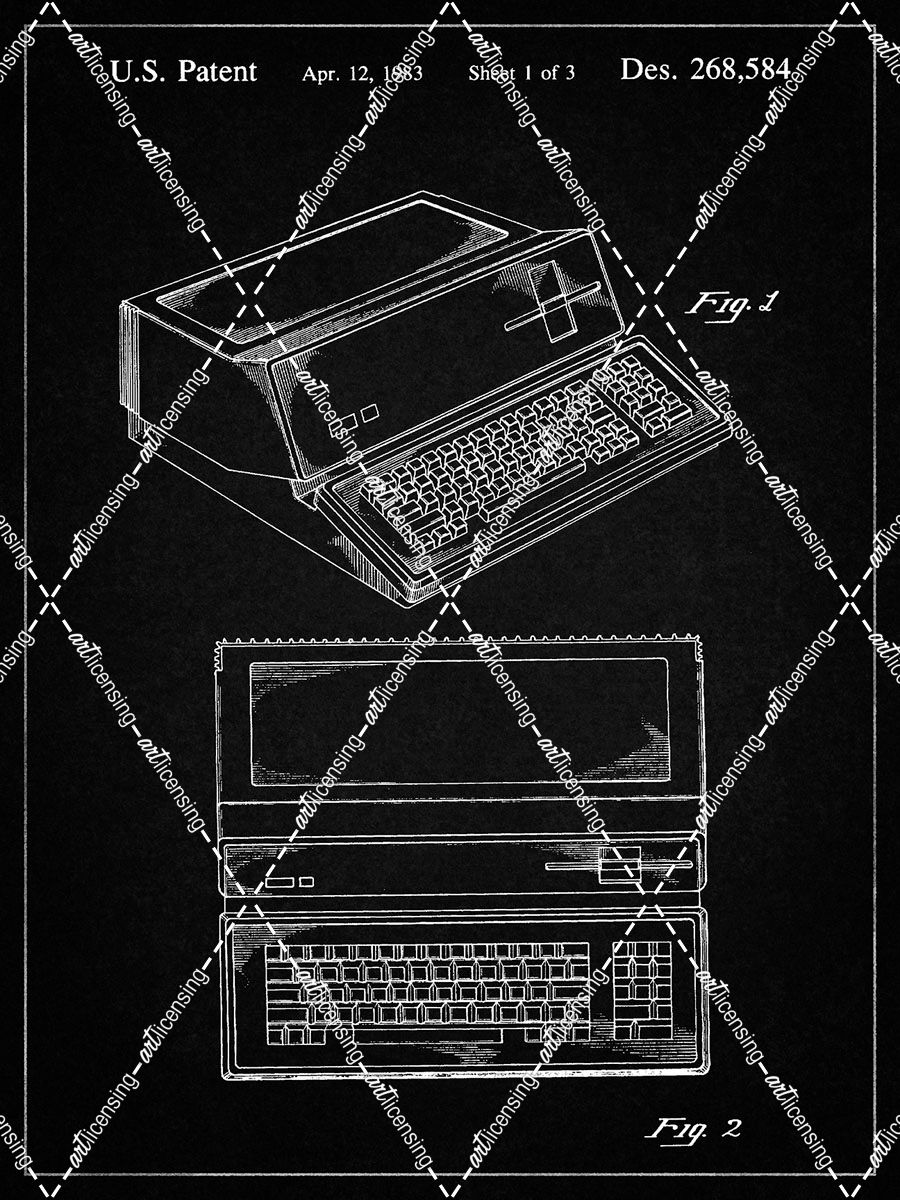 PP171- Vintage Black Apple III Computer Patent Poster