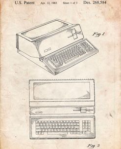 PP171- Vintage Parchment Apple III Computer Patent Poster