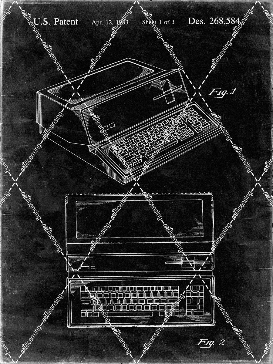 PP171- Black Grunge Apple III Computer Patent Poster