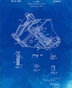 PP172- Faded Blueprint Ford V-8 Combustion Engine 1934 Patent Poster