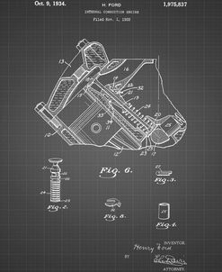PP172- Black Grid Ford V-8 Combustion Engine 1934 Patent Poster